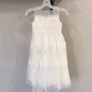 banded lace illusion flower girl dress